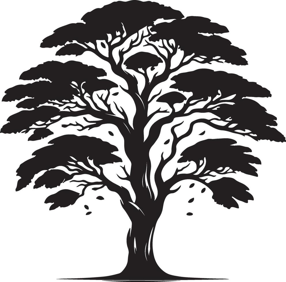 The unique a black and white silhouette of a tree vector