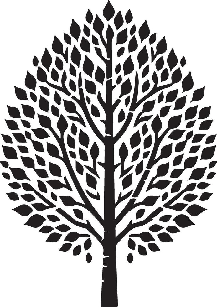 Stylized black tree graphic design nature art botanical illustration vector