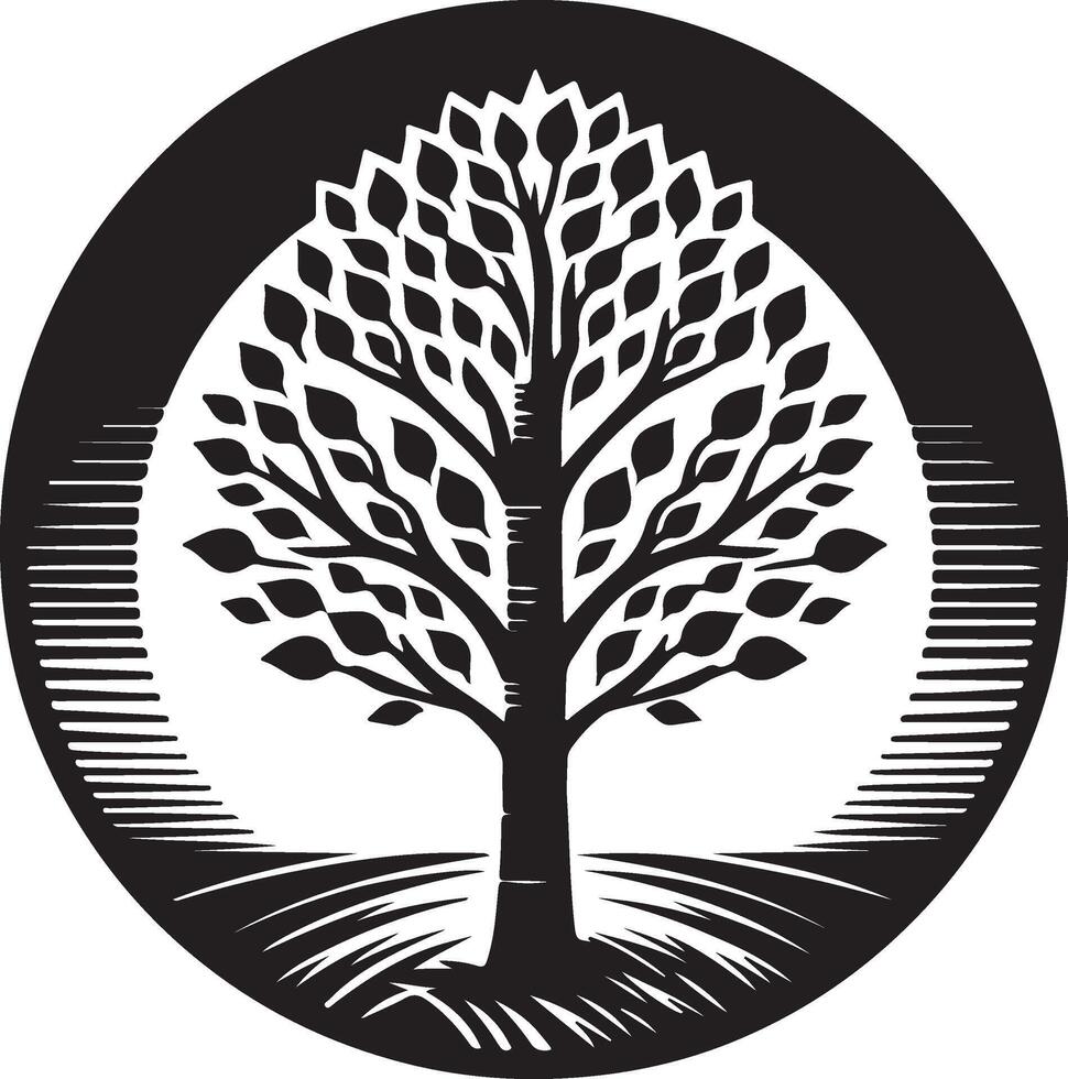 Tree of Life Black Ink Art, vector
