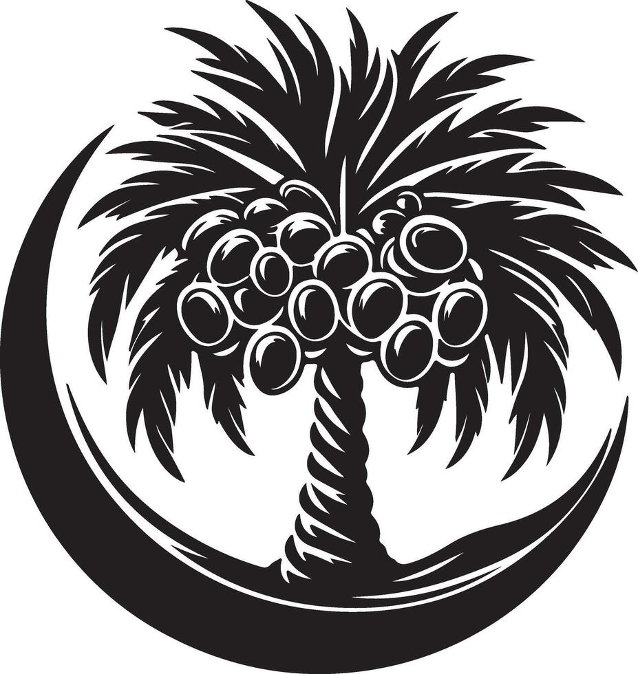 a palm tree with fruit in the middle of it for you vector