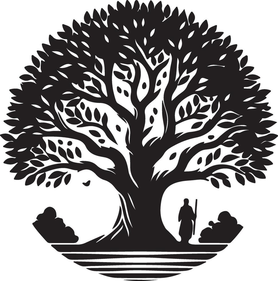 Black and white fruit tree graphic design illustration vector
