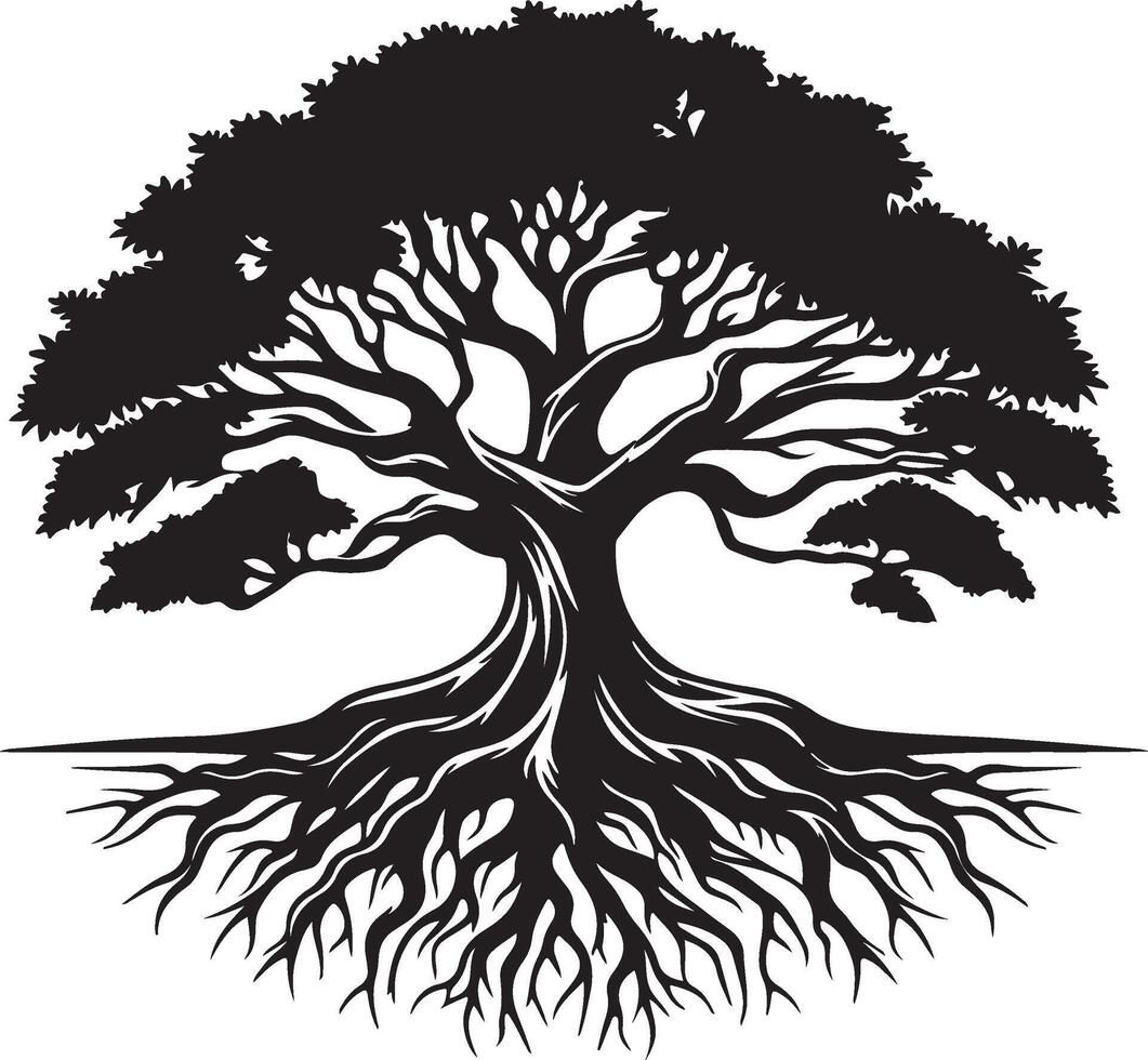an image of a tree with roots vector