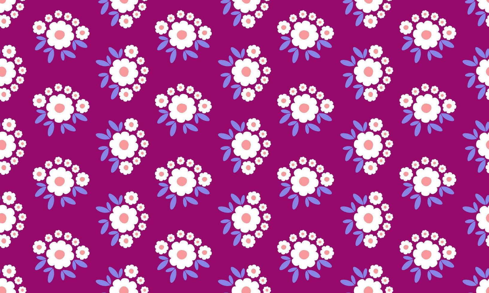 a fabric pattern composed hand drawn of white flower with purple background , design for fabric or various pattern printing works. vector