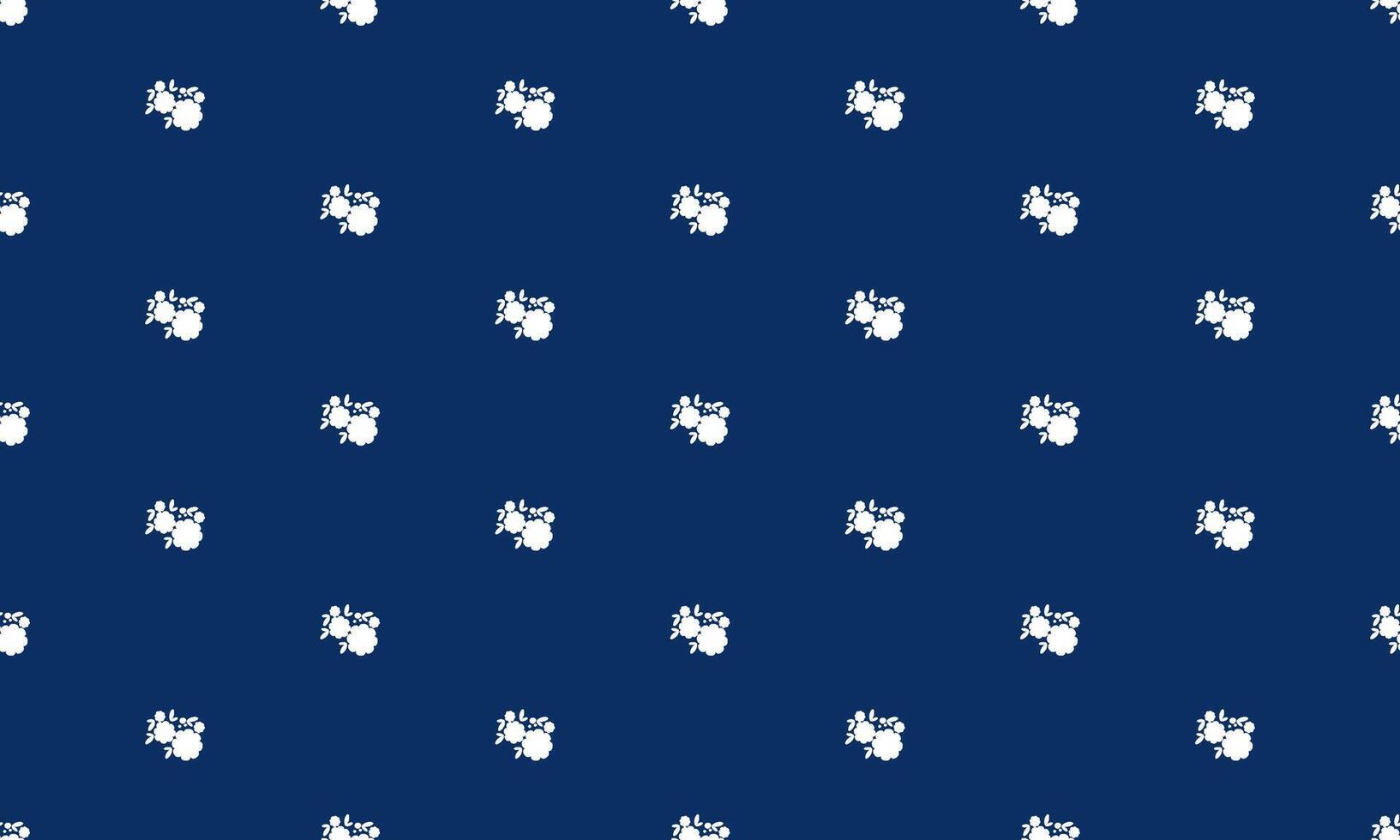 a fabric pattern composed hand drawn of white flower with dark blue background , design for fabric or various pattern printing works. vector