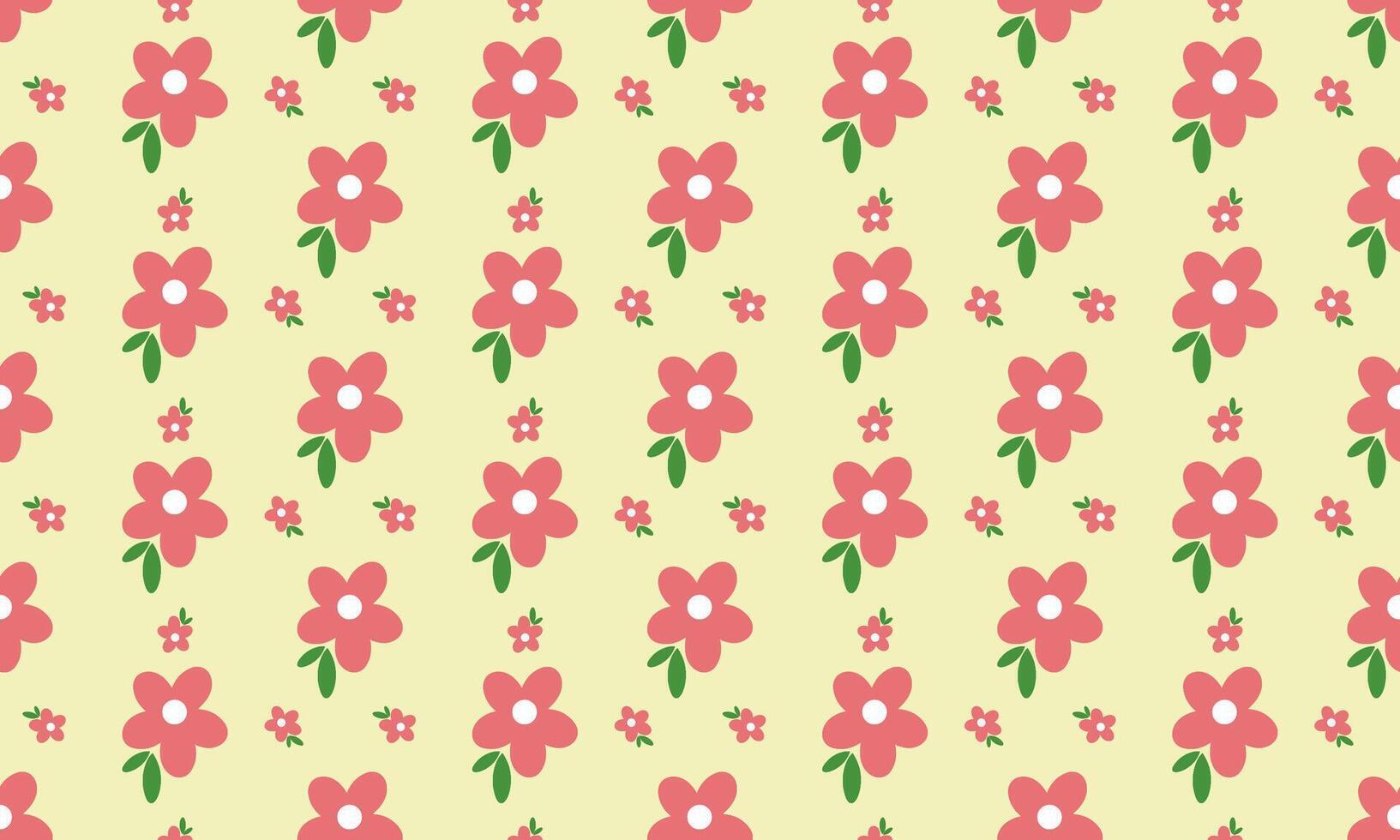 a fabric pattern composed hand drawn of pink flower with yellow background , design for fabric or various pattern printing works. vector