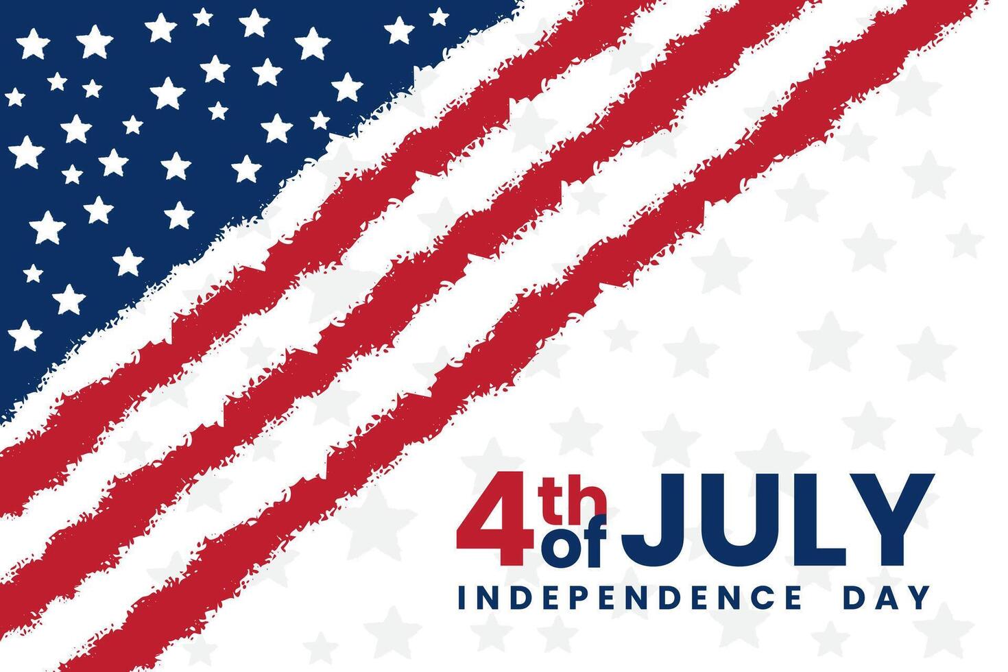 4th of July holiday banner. Stylized image of the American flag, drawn with brush strokes. US Independence Day background vector