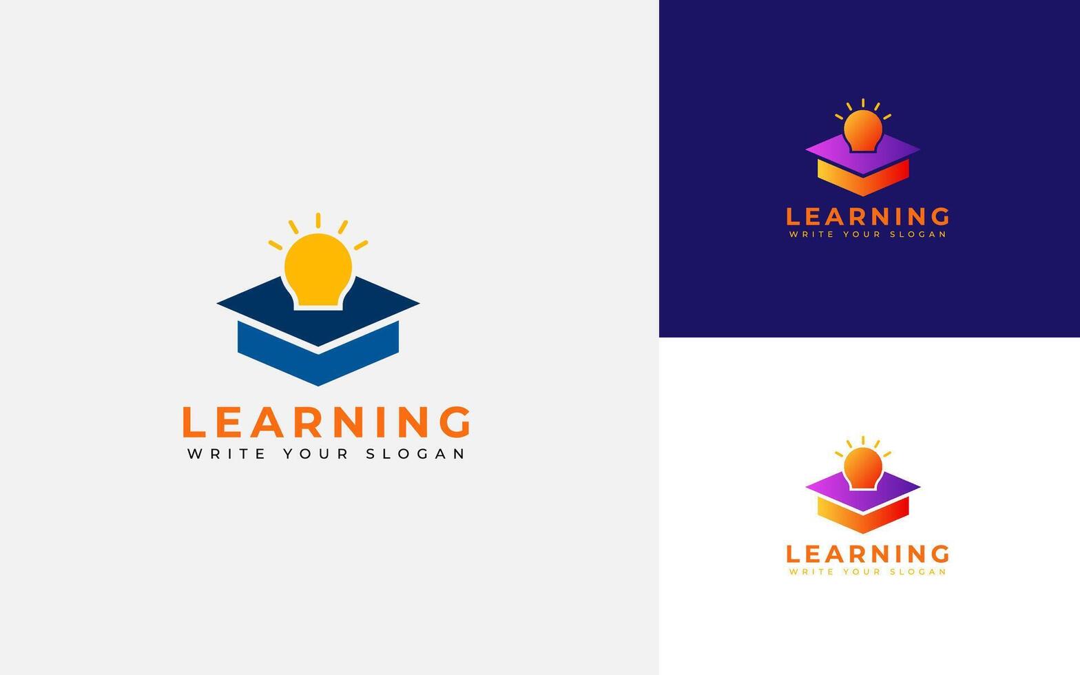 Education logo design Template With hat and bulb illustration vector