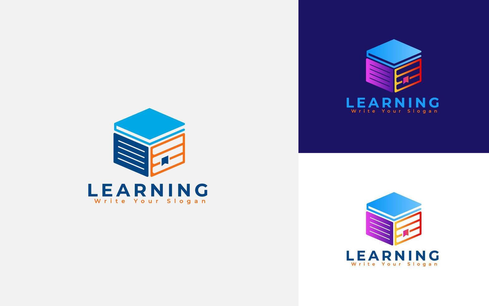 education logo concepts books and hat isometric vector