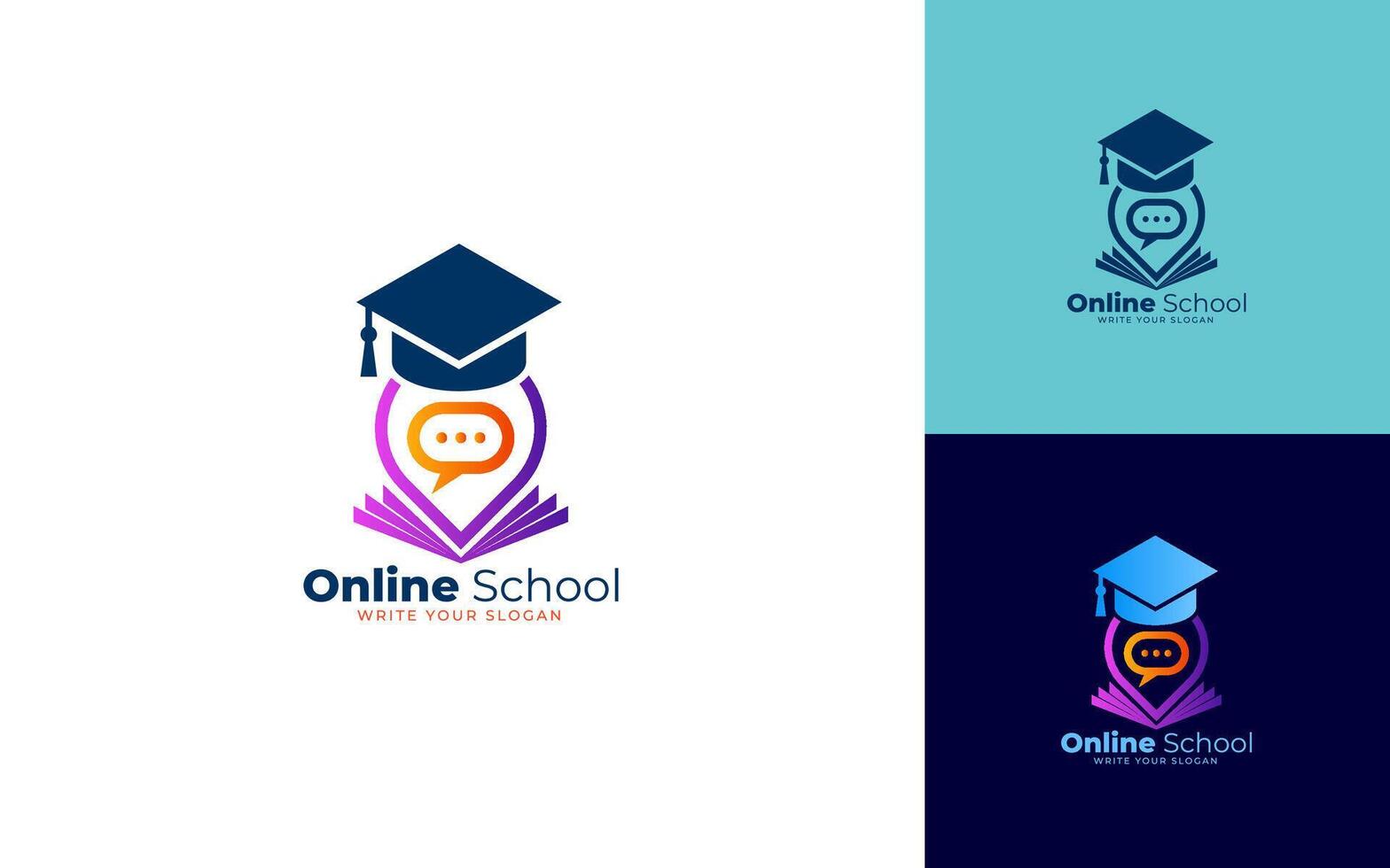 chat learning logo design template vector