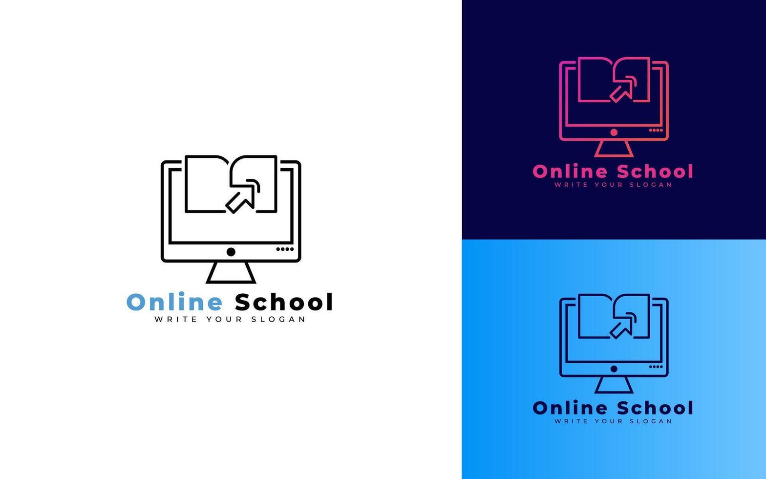 Education logo design Template with computer and book illustration vector
