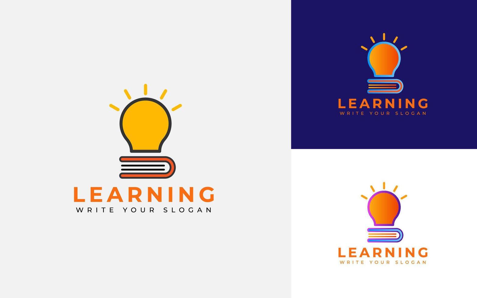 Education logo design with light bulb and books vector