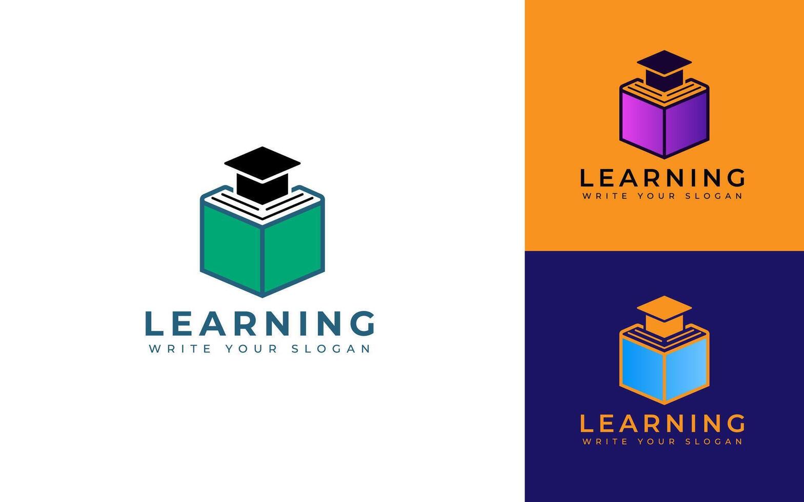 education logo concepts books and hat symbols vector