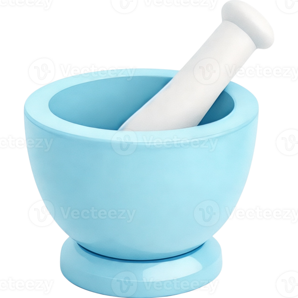 Light Blue Ceramic Mortar and Pestle png