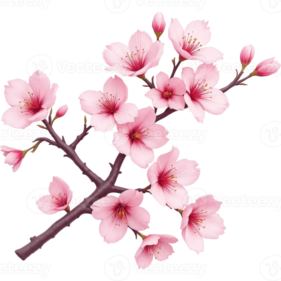Branch of Soft Pink Cherry Blossoms png