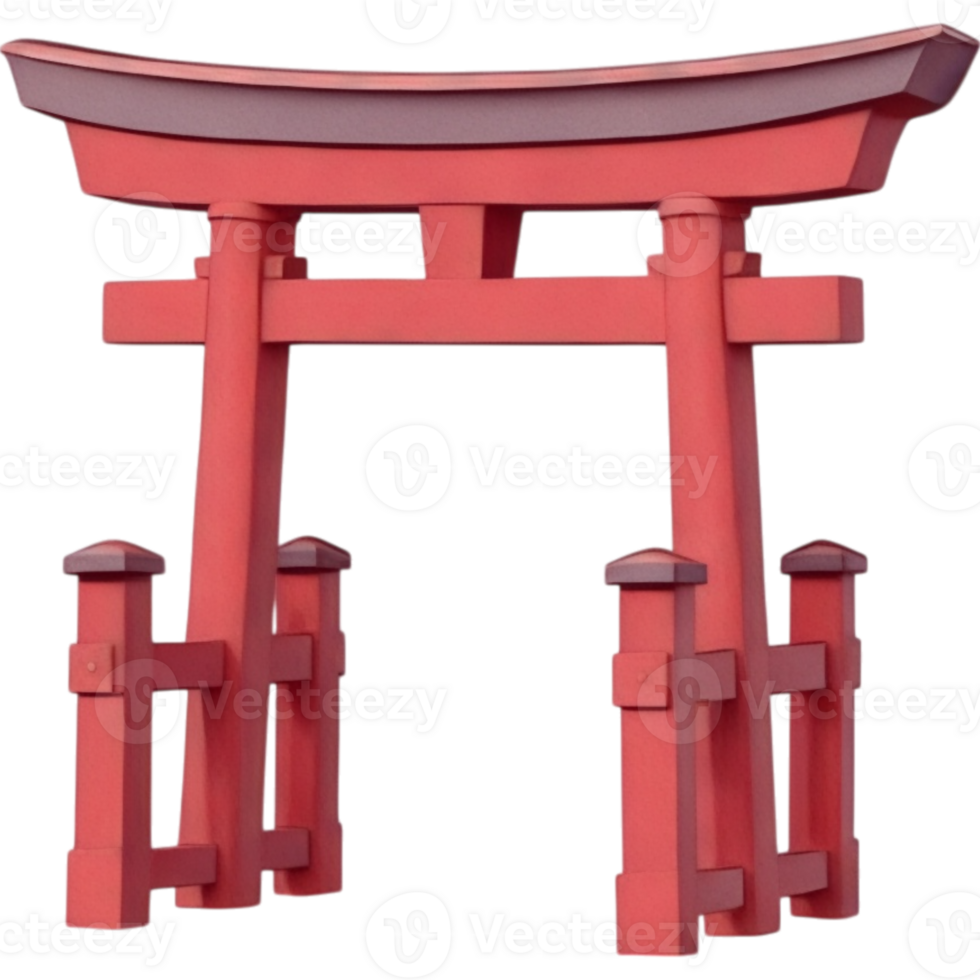 Classic Red Wooden Torii Gate png