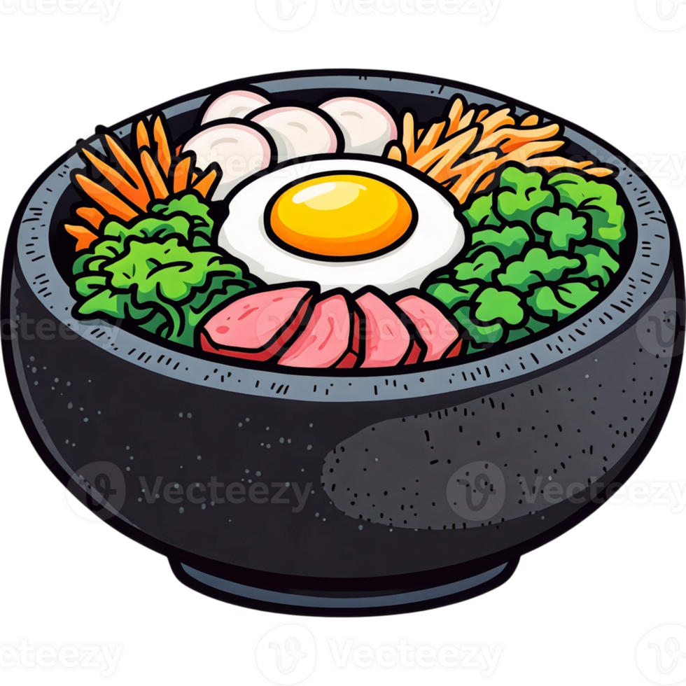 Beef Bibimbap with Egg and Veggies png