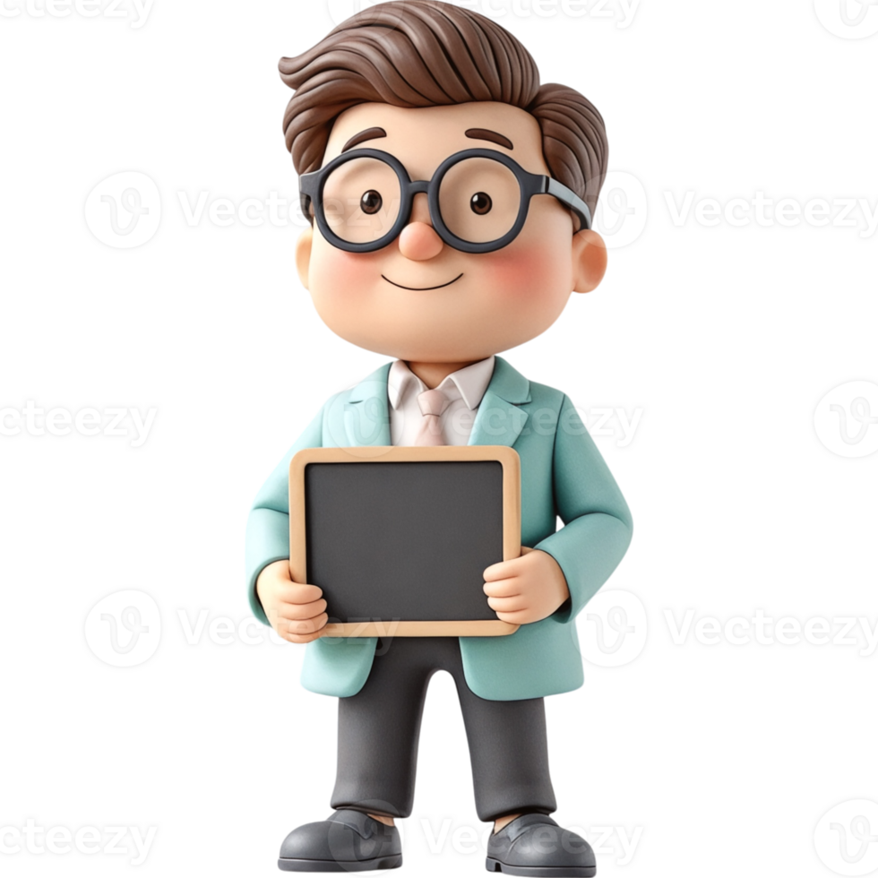 Boy Holding Small Blackboard png