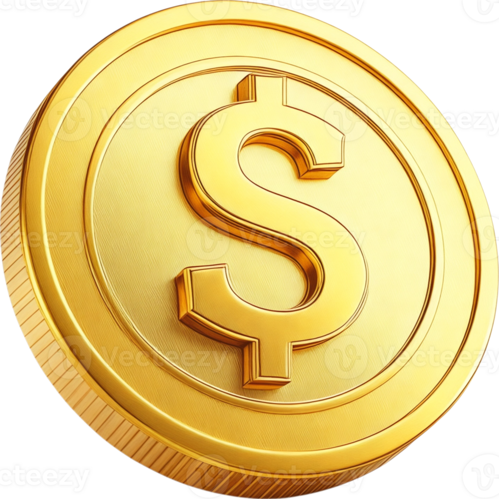 Single Gold Coin with Dollar Sign png