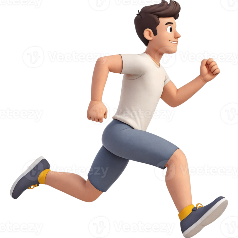 Cartoon Man Running Grey Shorts png