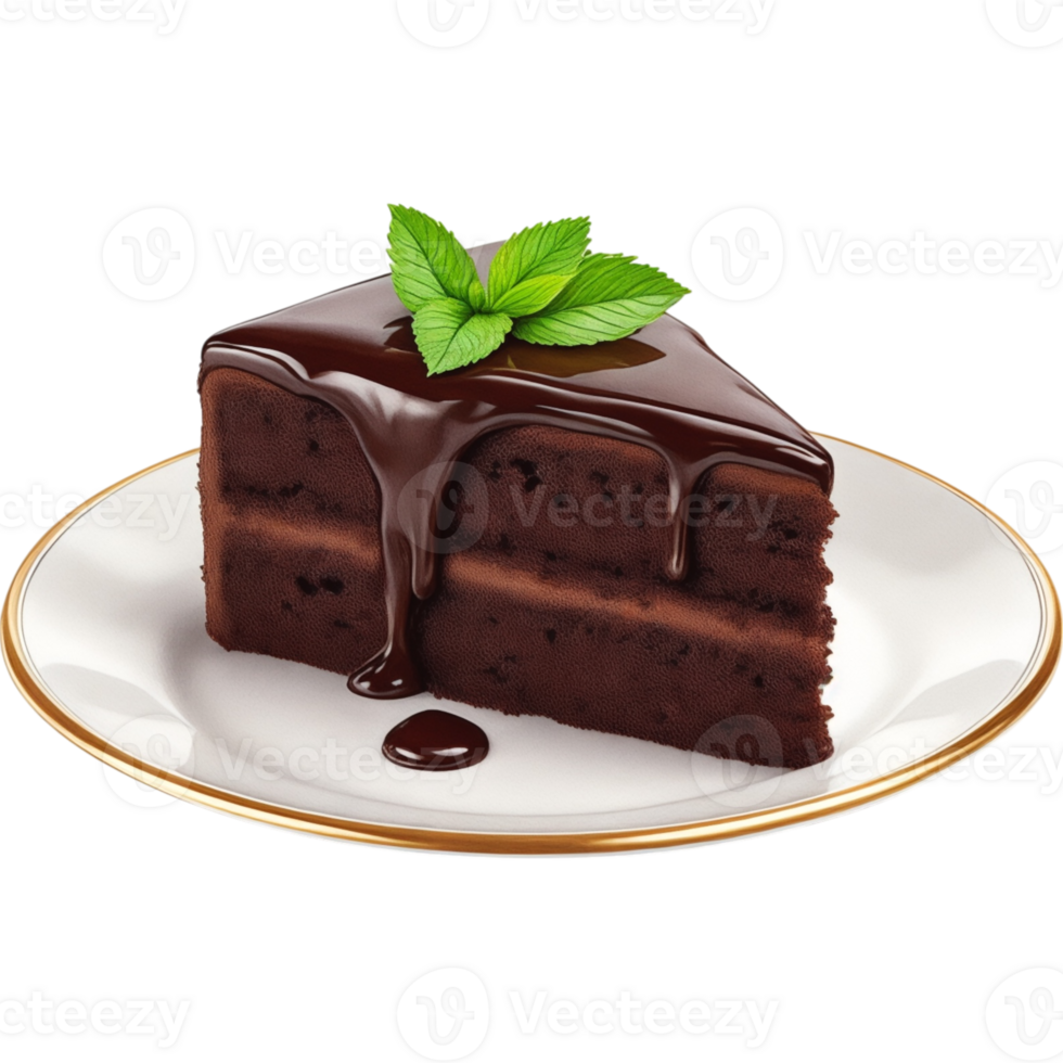Slice of Rich Chocolate Ganache Cake png