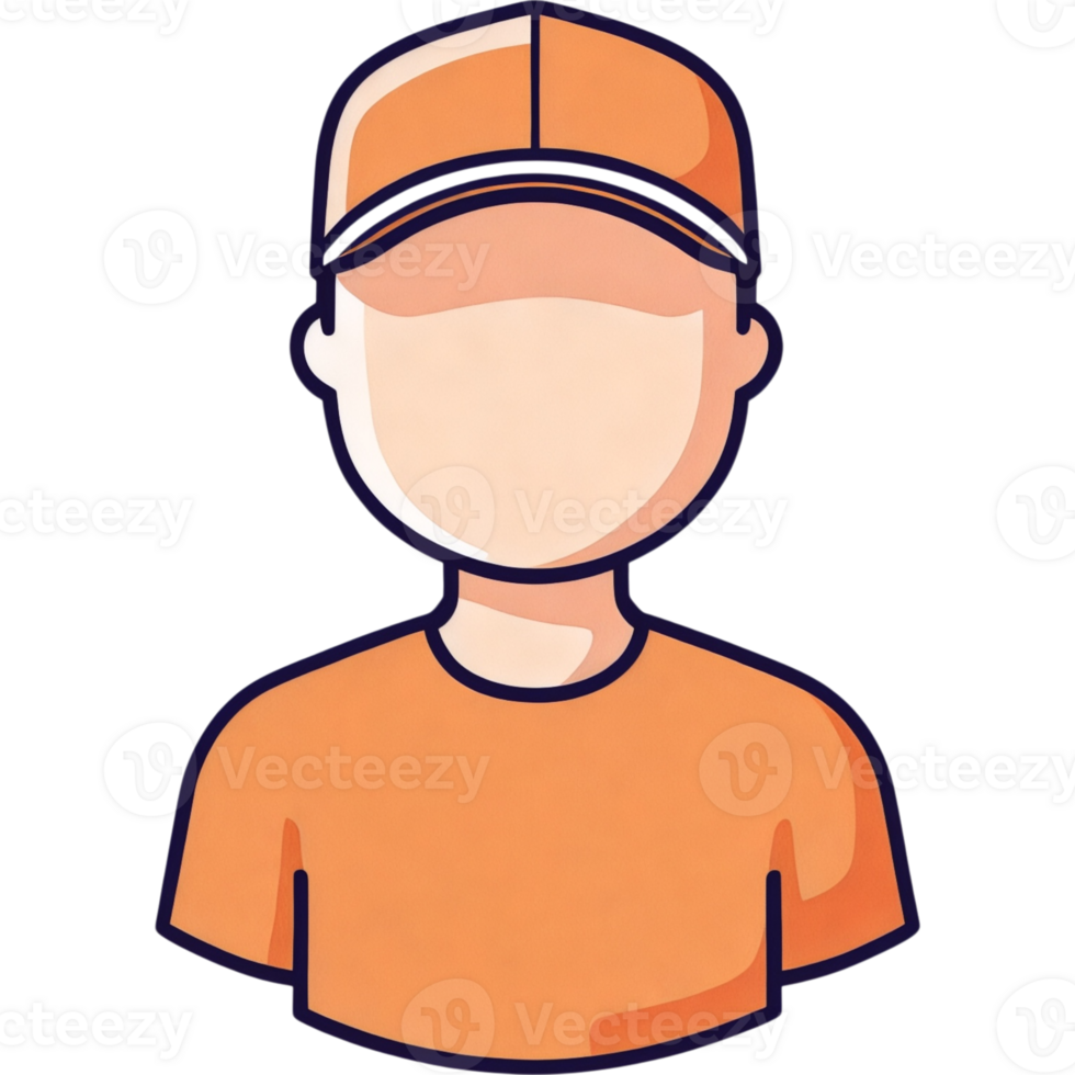 Cartoon Delivery Person Orange Shirt Cap png
