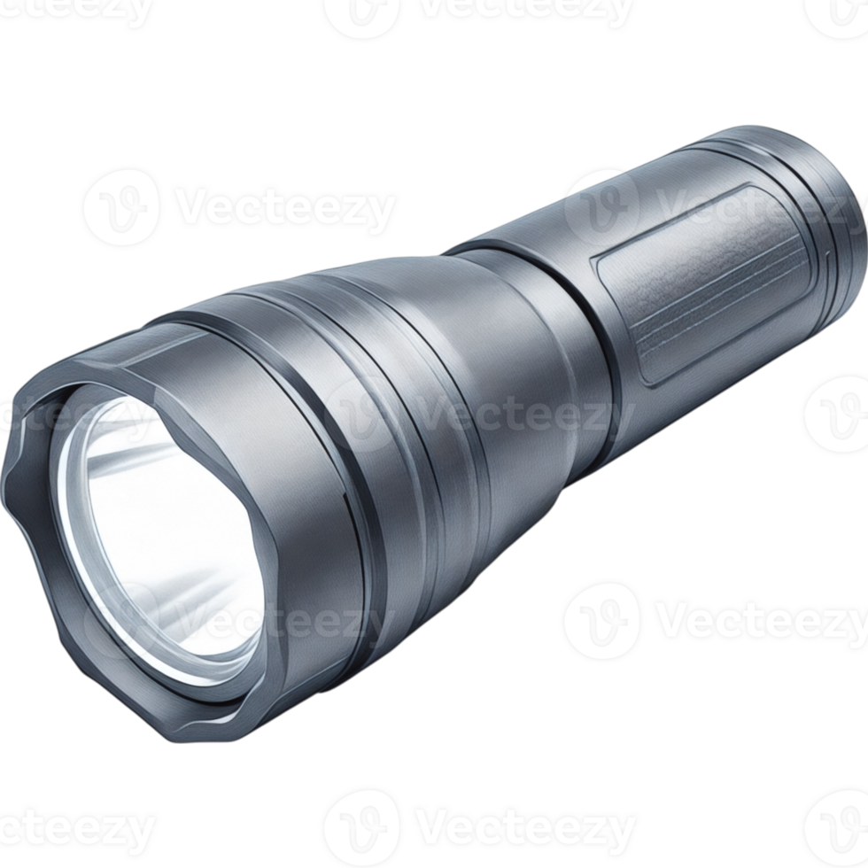 Black Flashlight with Textured Handle png