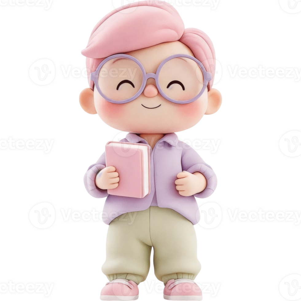 3D Render of a Figure Holding a Book png
