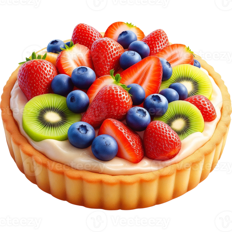 Elegant Fruit Tart with Mixed Berries and Kiwi png