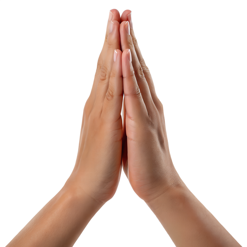 Hands clasped in prayer, a symbol of faith, devotion, and inner isolated on transparent background png