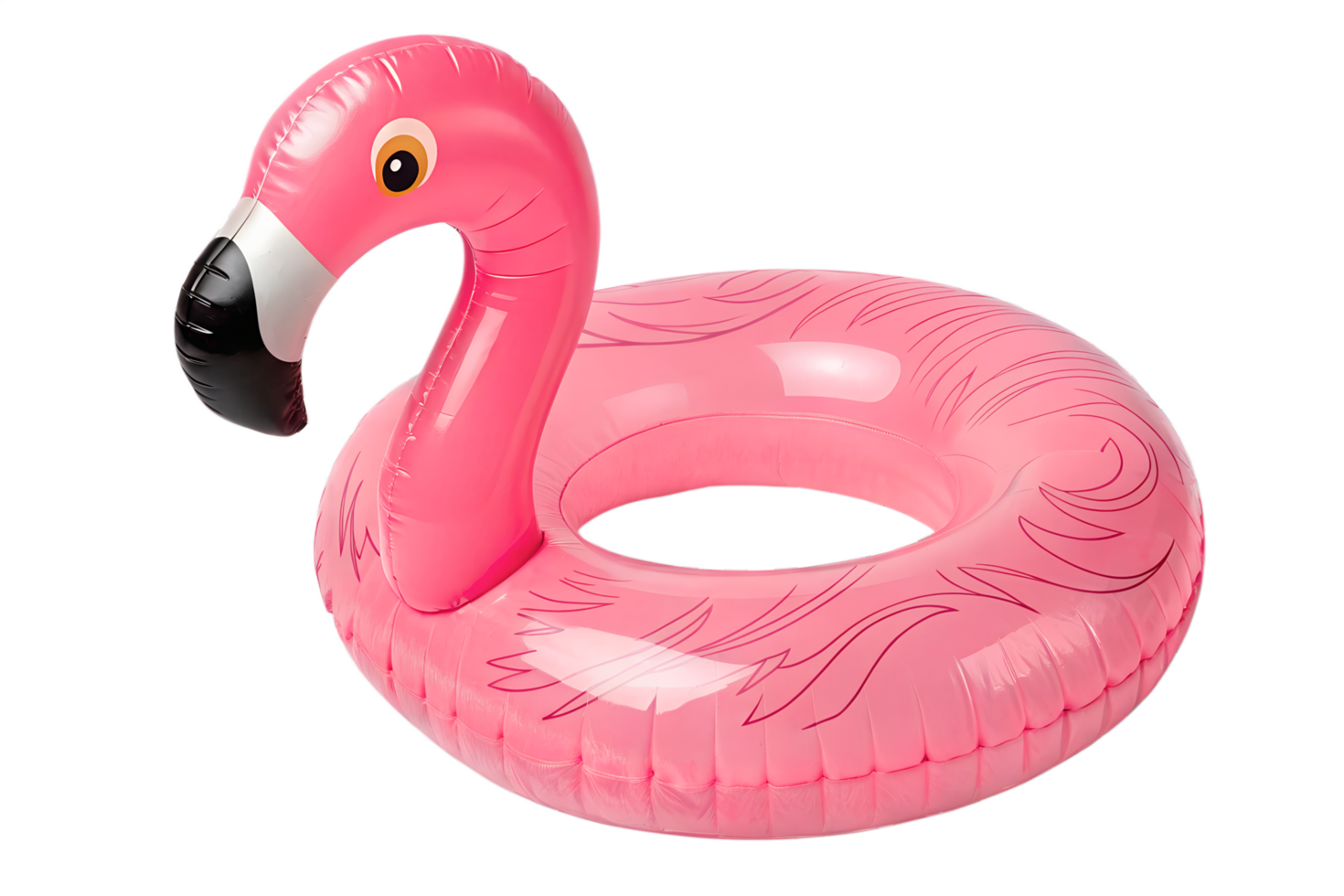 Pink inflatable flamingo ring isolated on the transparent background png