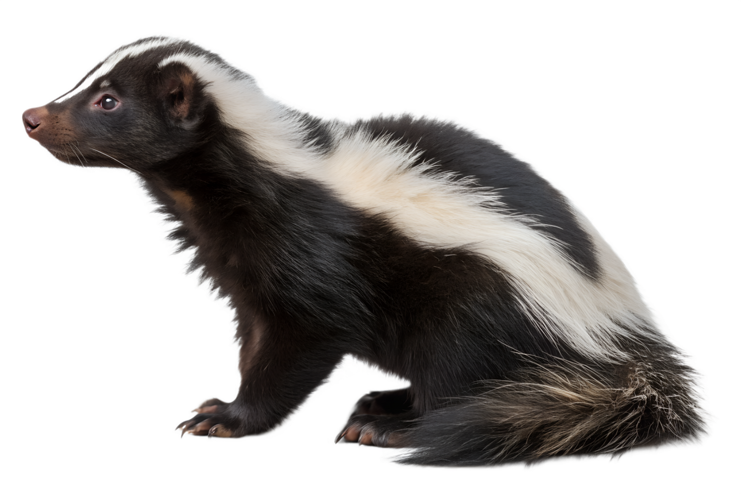 Striped skunk animal isolated on the transparent background png