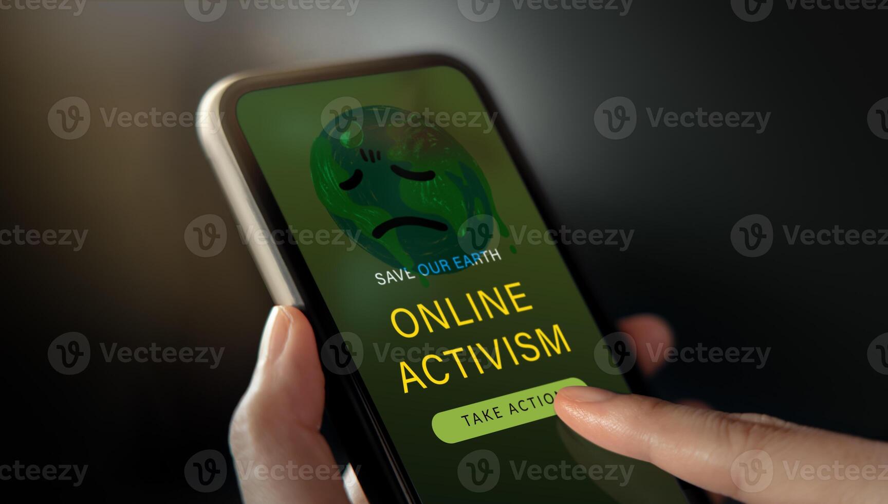 Online Activism for Environmental Concepts. Protest , Expression for Protect the Earth from a Cimate Change Issue. photo