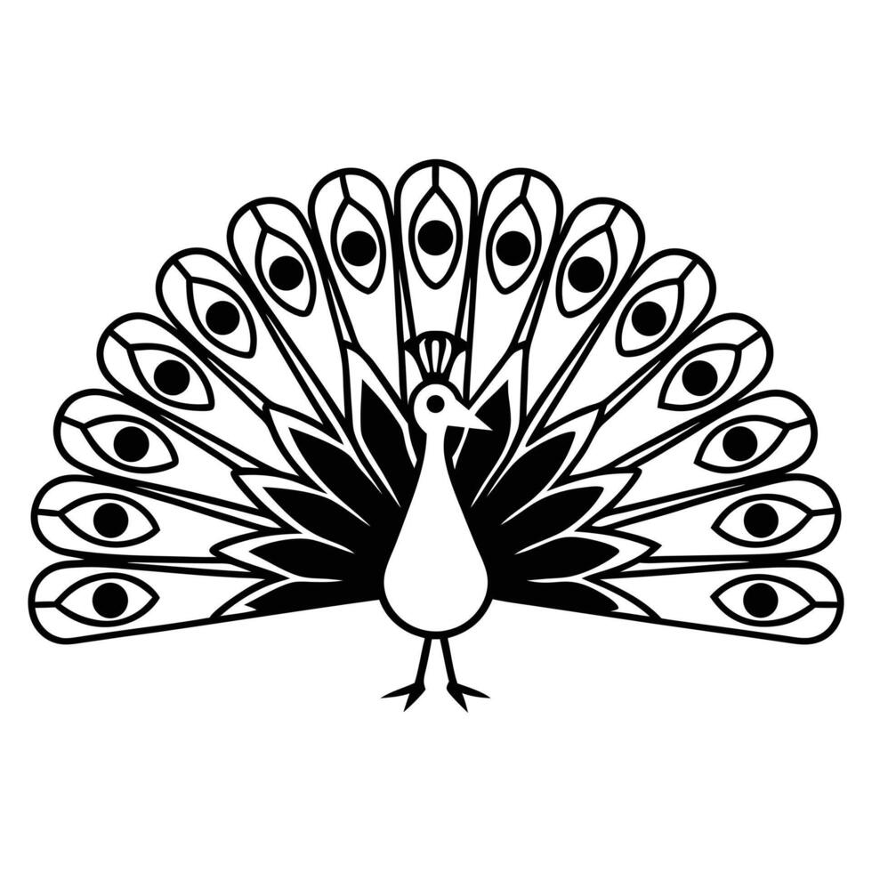 Peacock with a full display of feathers vector