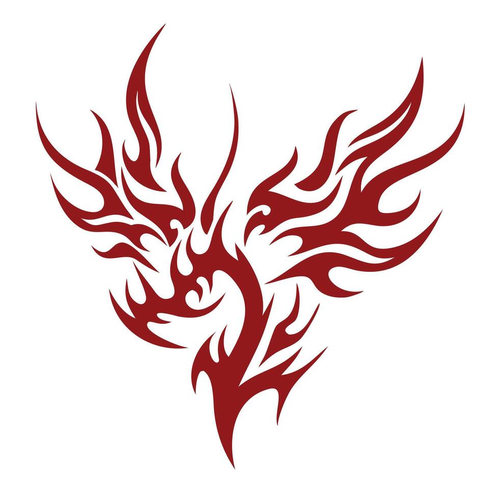 Red Phoenix Tattoo Design vector