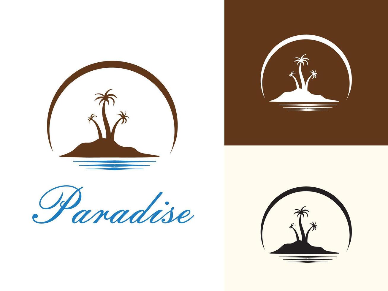 Palm Tree logo design , Palm tree with Beach logo design template vector