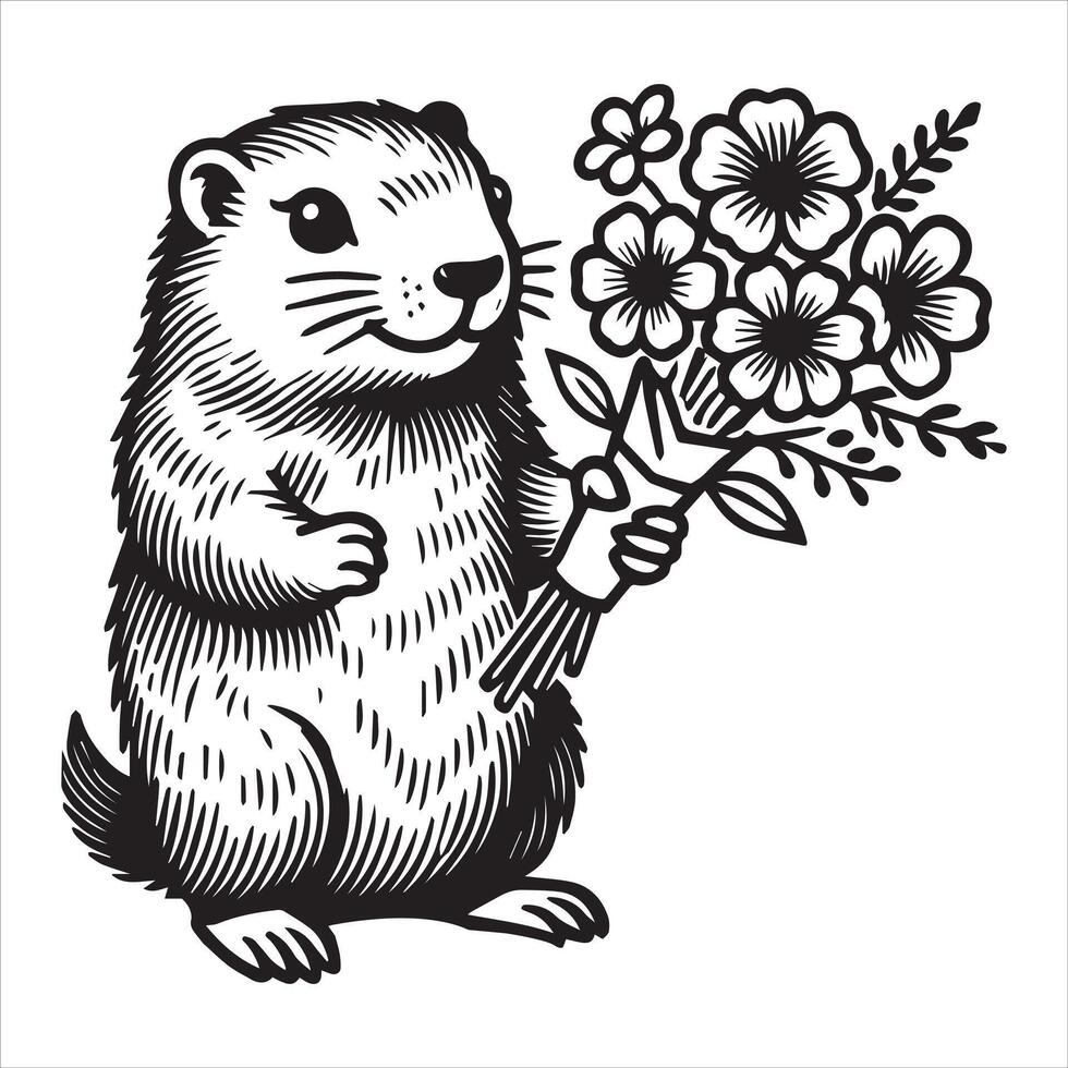 Punxsutawneys Best Strikes a Pose for a Comical Spring Forecast vector
