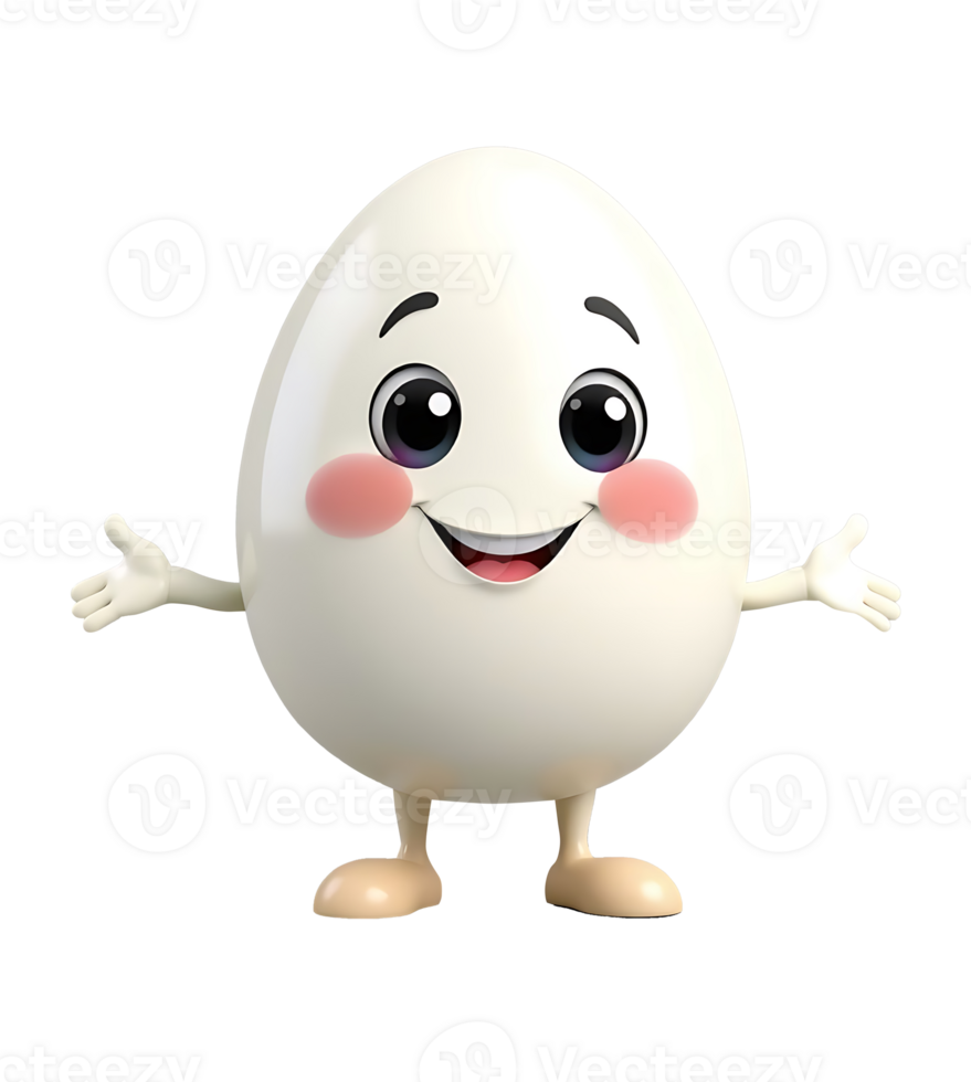 Cheerful cartoon style easter egg 3d character welcomes you png