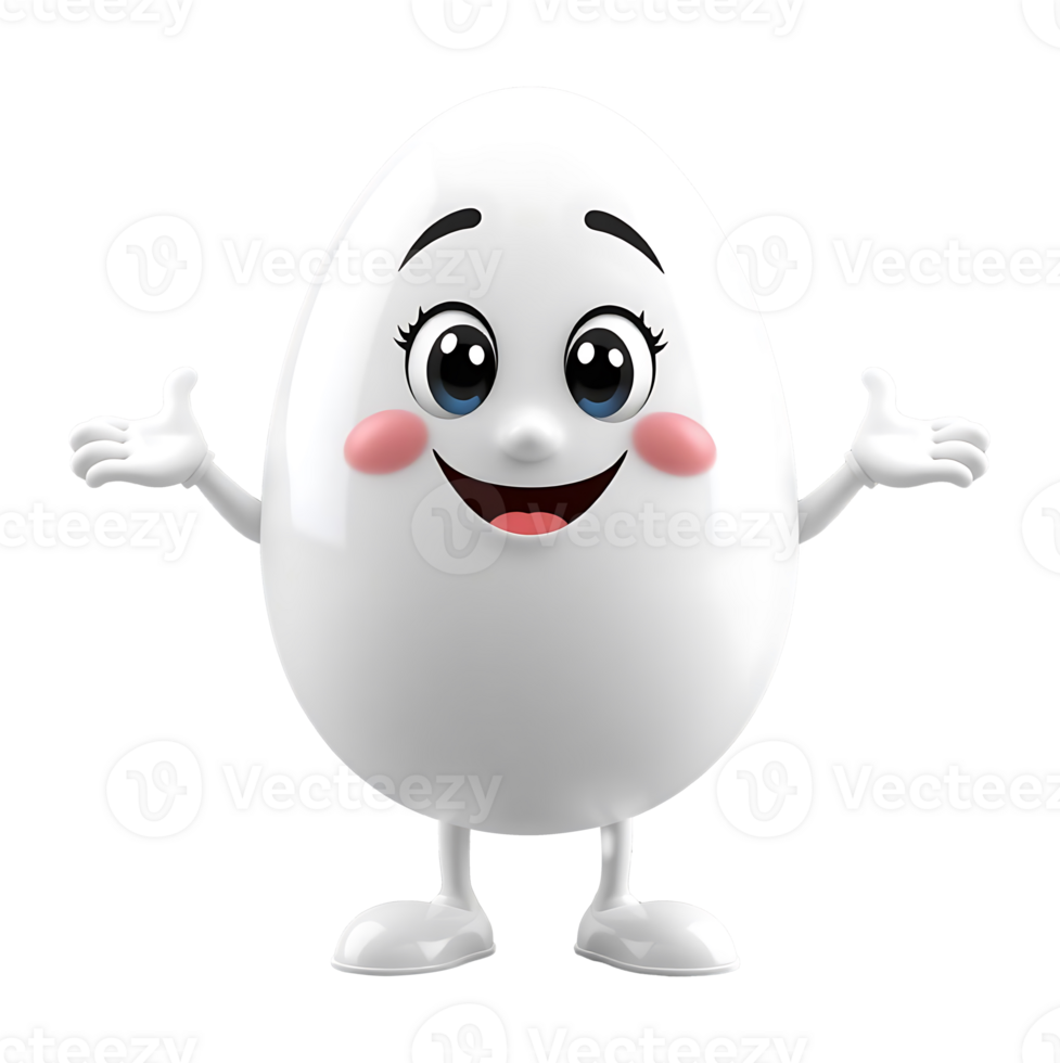 3D cartoon easter egg character welcomes you png