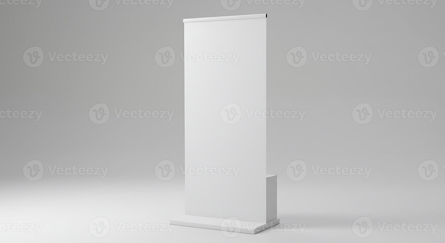 Display Banner Stand Presentation with Blank White Canvas for Promotion photo