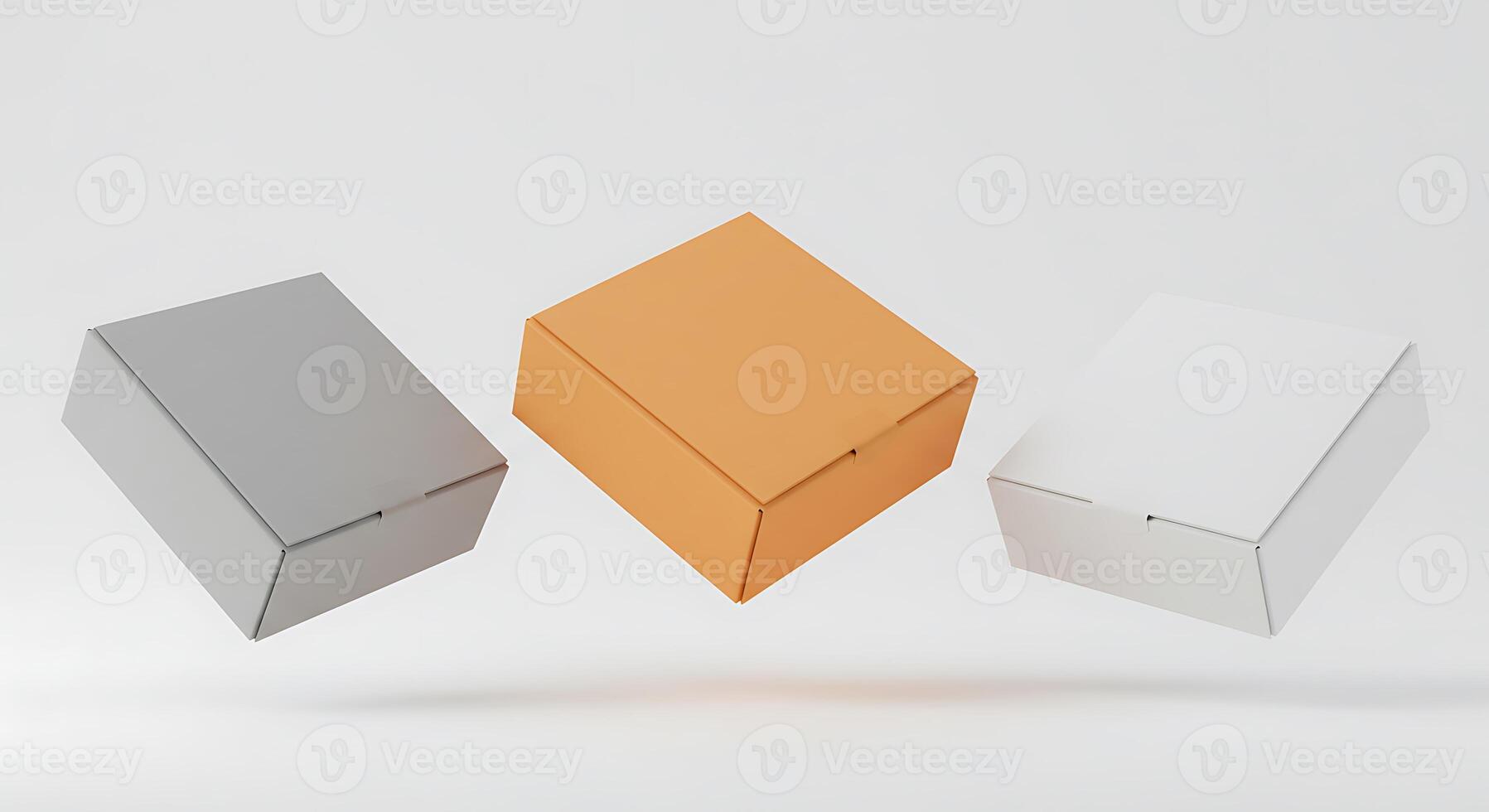 Floating Cardboard Boxes in Different Colors Perfect for Presentation photo