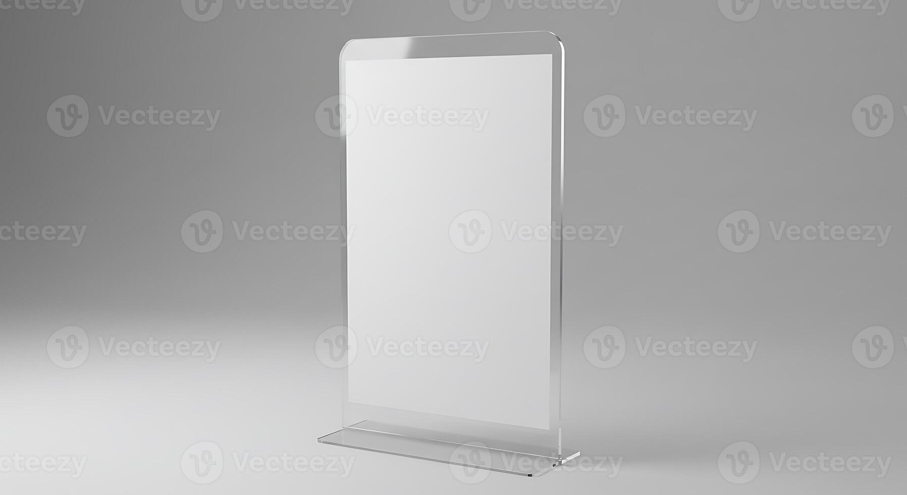 Displaying Blank Signage Mockup Inside of Transparent Frame in Neutral Setting photo