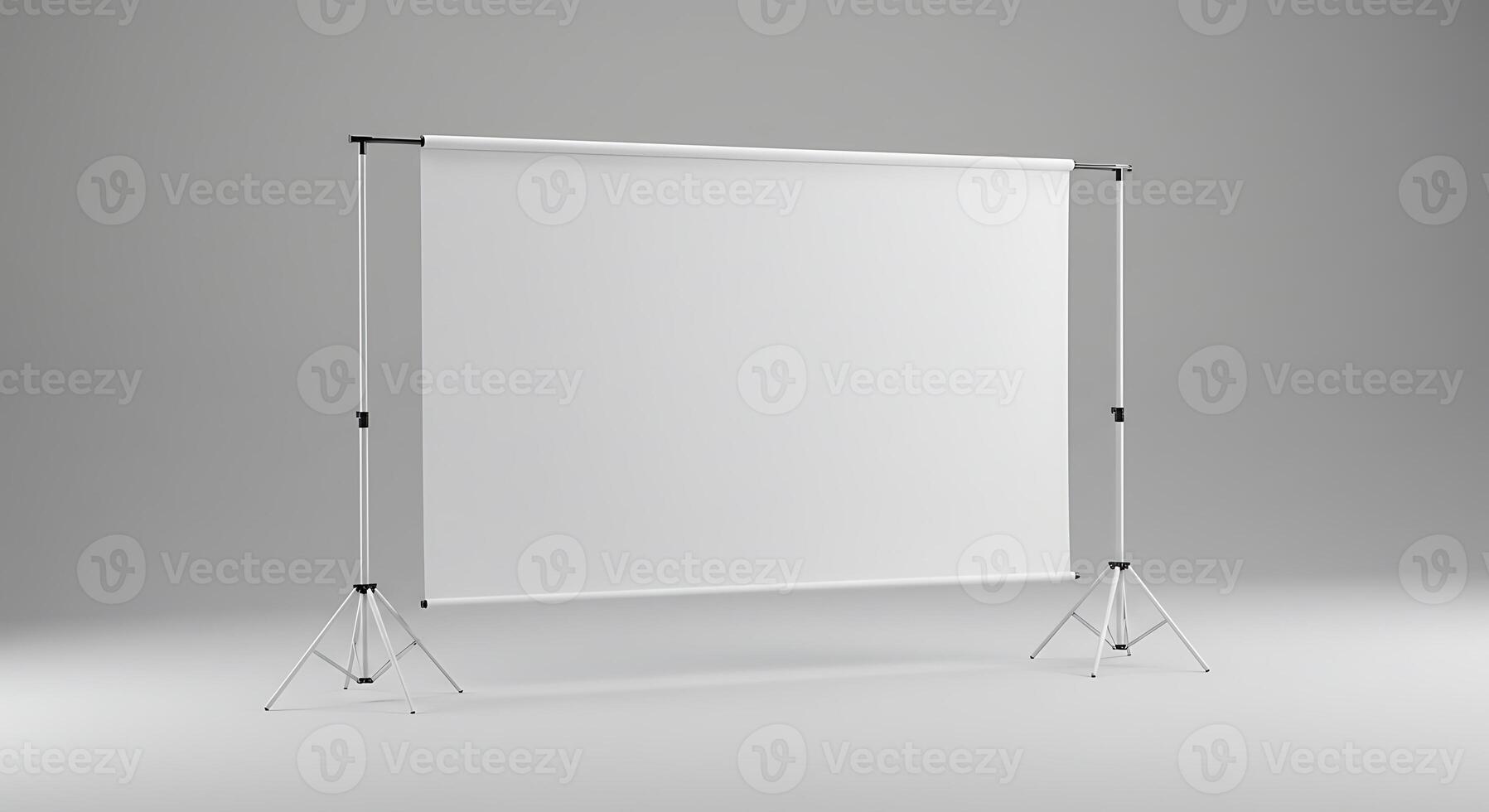 Blank White Projection Screen with Tripod Stand for Presentation Use photo