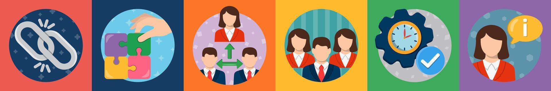 A set of 6 mix icons as link, collaboration, third party vector