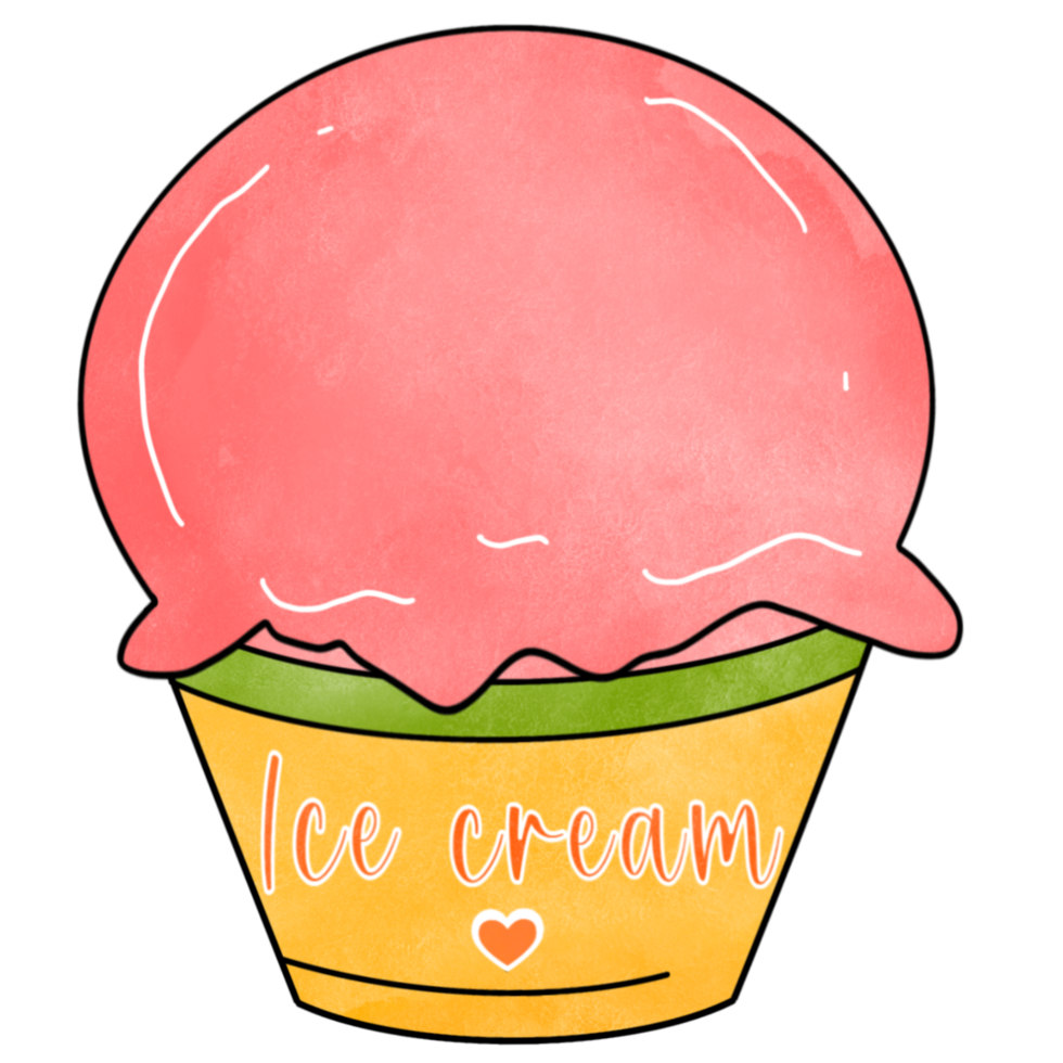 Pink ice cream in a yellow cup, Clip art png