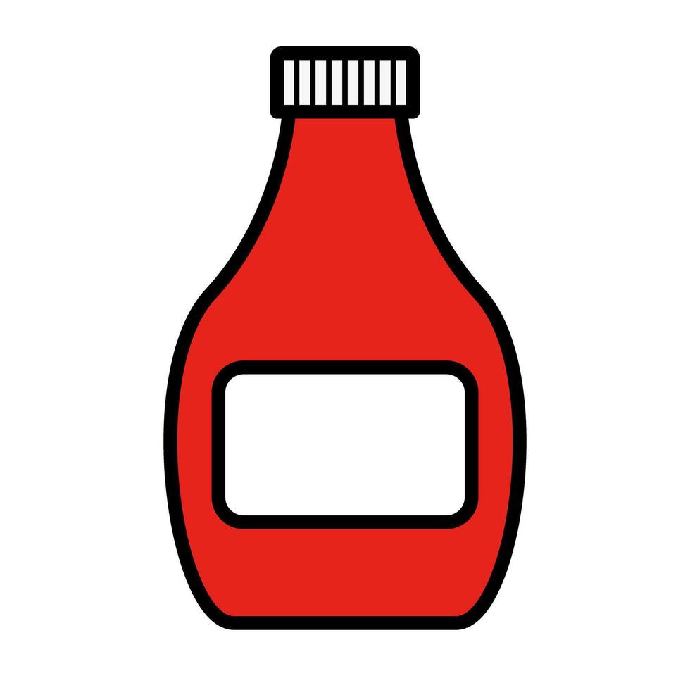 Simple red ketchup bottle icon. vector