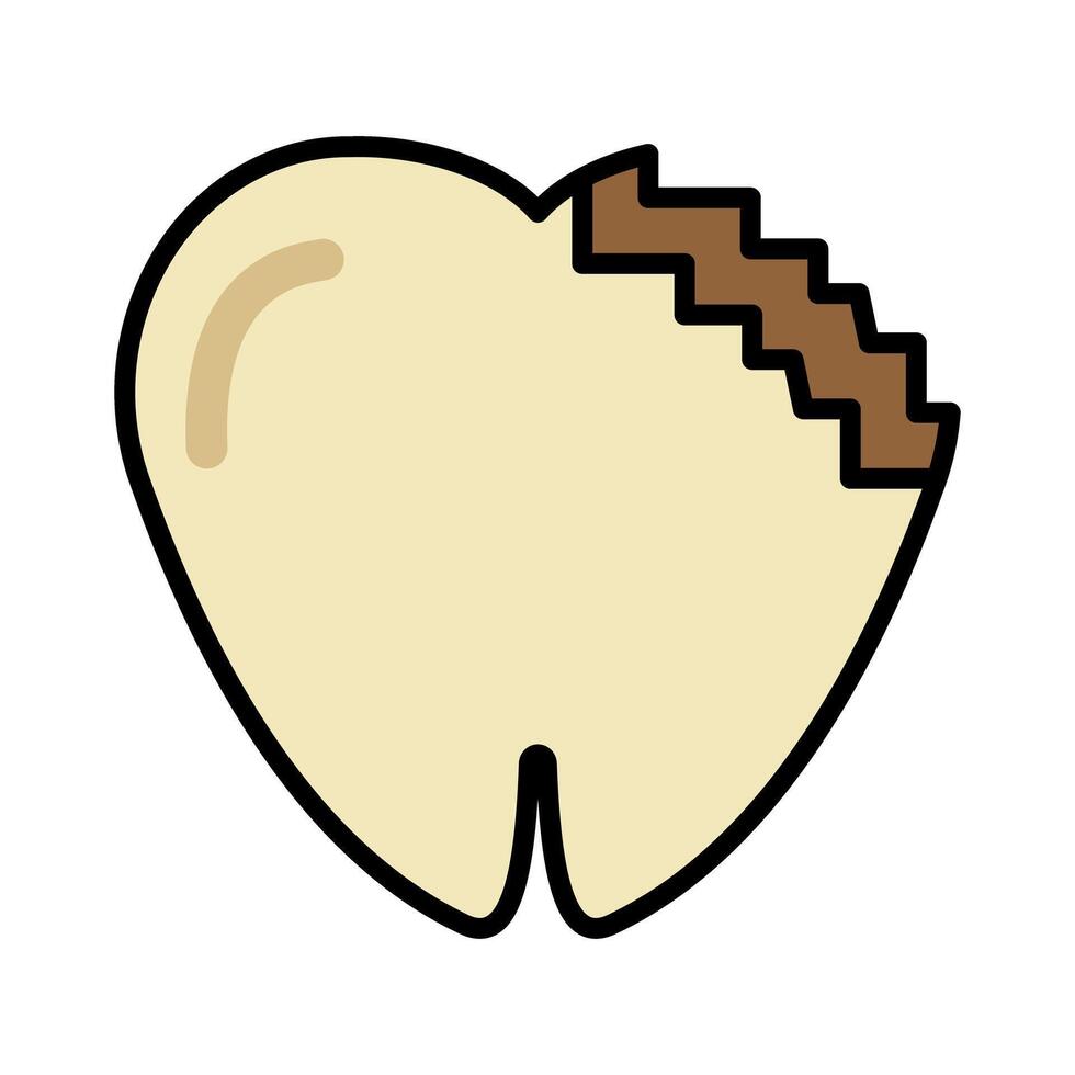 Yellow stain cavity tooth icon. vector