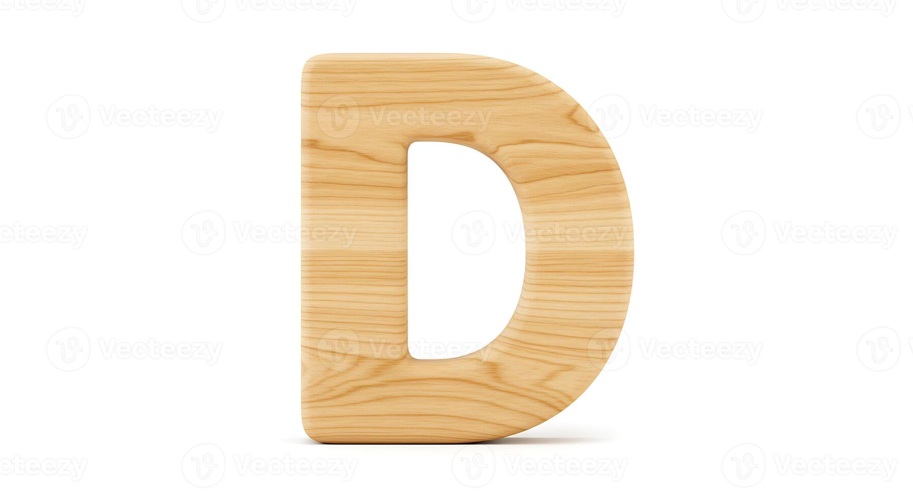 Wooden Letter D Standing Alone on White Background Education Concept photo