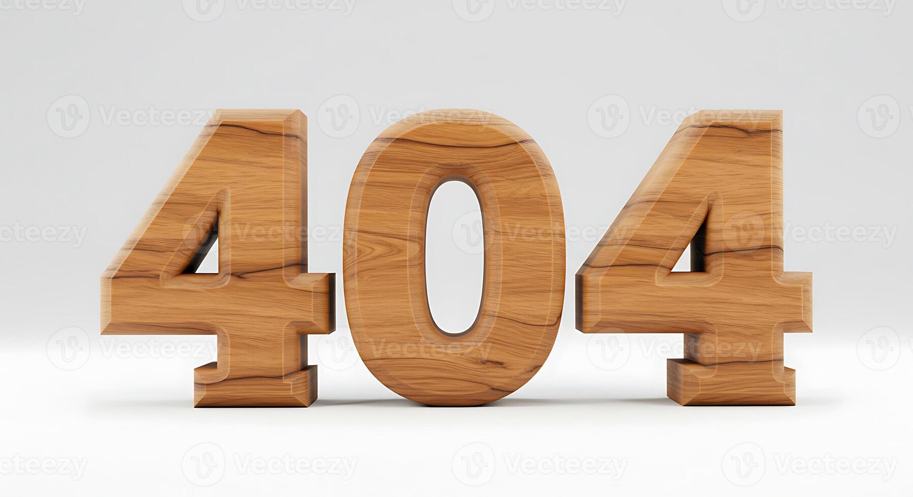 Wooden 404 Error Code Isolated on White Background Signifying Page Not Found photo