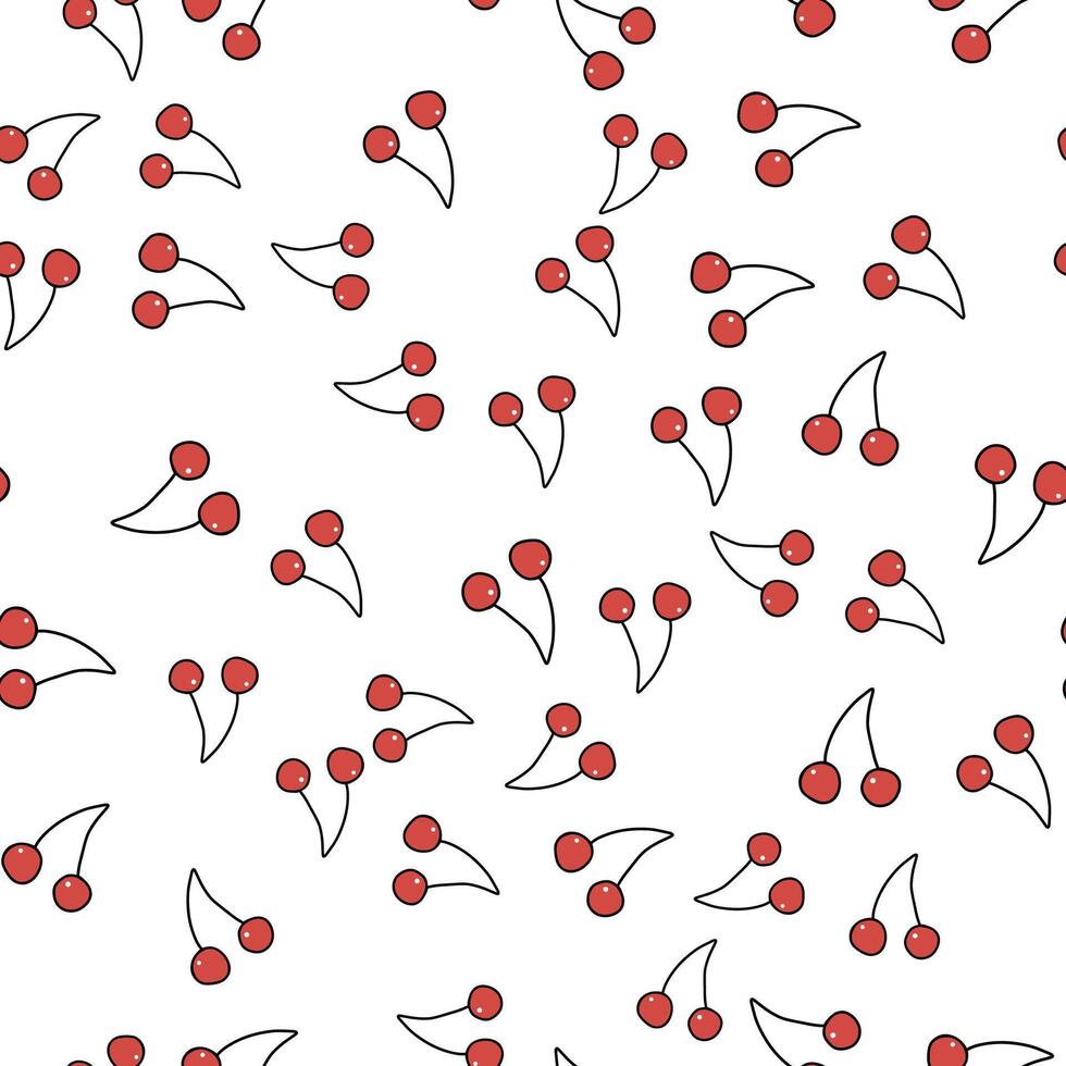 hand drawn seamless pattern cherry on white background vector