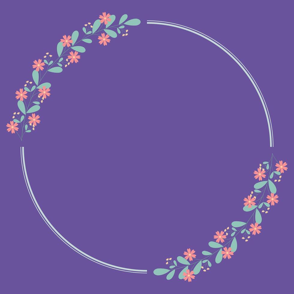 Circle Wreath Border Frame Decorated With Green And Yellow Peach Floral vector